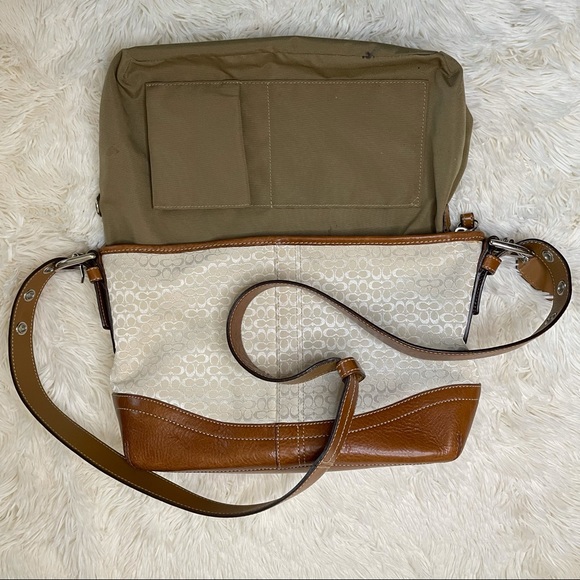 Coach Handbag Shoulder Signature Mini Duffle Ivory leather Brown purse. - Picture 8 of 17
